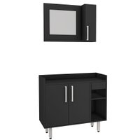 Kit Gabinete para Banheiro com Espelheira e sem Cuba Estilare Móveis - CNJ1036 - Preto