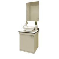 Kit Gabinete Phoenix para Banheiro com Espelho e Cuba I7 Móveis - Preto com Branco