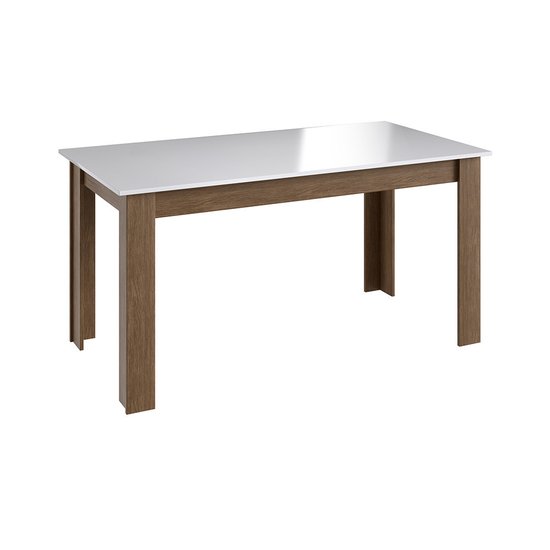 Mesa Fixa Para Sala De Jantar 4 Lugares Móveis Canção - Ameixa Negra/ Branco