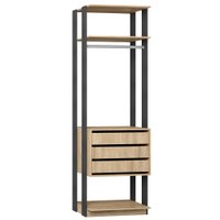 Módulo Closet 3 Gavetas e Cabideiro 70cm Be Mobiliario - Carvalho Mel e Expresso