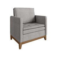 Poltrona Chenile Inga Casa de Pedra Estofados - Cinza / Cru