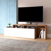 Rack Linea com Nichos para TV de até 50 Polegadas Appunto - Branco e Castanho
