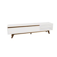 Rack para Sala de Estar 1 Porta Estilare Móveis RACK1023 - Branco com Madeirado