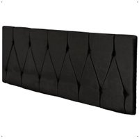 Cabeceira Parede Capitonê Estofado Suede Cama Box Queen 1,60 Quarto Casal Decoração Retrô - Preto - RPM