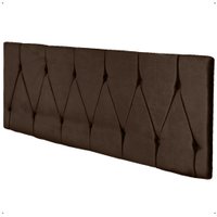Cabeceira Parede Capitonê Estofado Suede Cama Box Queen 1,60 Quarto Casal Decoração Retrô - Marrom RPM -