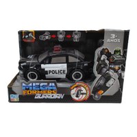 Carrinho Transformável Megaformers Guardian Polícia Preto com Ferramenta Multikids - BR1755