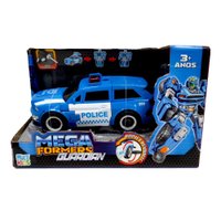 Carrinho Transformável Megaformers Guardian Polícia Azul com Ferramenta Multikids - BR1754