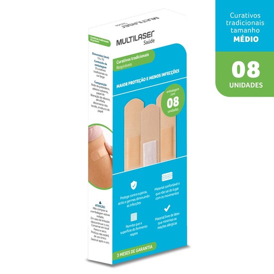 Curativo Tradicional - Caixa Com 8 - Multilaser Saúde - HC490