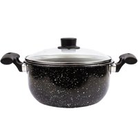 Caçarola Esmaltada Preta 3,2 Litros Panela com Tampa de Vidro Esmaltados Silva 501322 - Preto