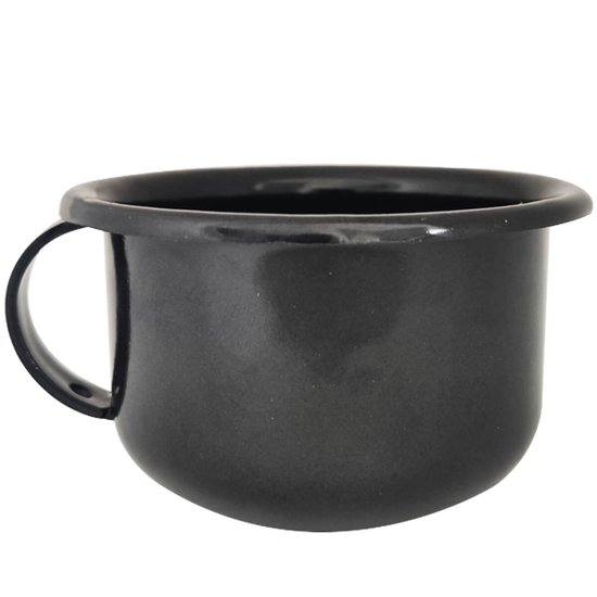 Caneca Esmaltada com Alça Preta Xícara em Ágata para Café 200ml Esmaltados Silva 502276 - Preto
