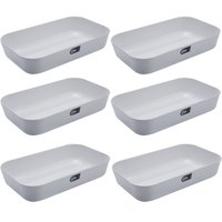 Conjunto com 6 Tigela Retangular Vasilha Travessa 2,8L Branco 101460007X6 - Branco