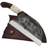 Cutelo Servio Artesanal Aço Cirúrgico Inox 420c Lâmina de 22cm Brut Forge Monobloco Madeira e Osso 89072 - Cinza