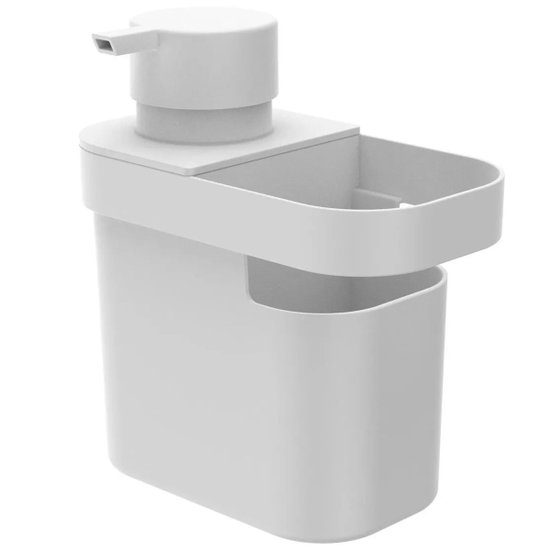 Dispenser De Detergente 650ml Organizador De Pia Porta Detergente E Esponja Branco OU DT550BCF - Branco