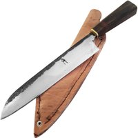 Faca de Cozinha Santoku Artesanal Forjada em Aço Carbono 5160 Fatiar Picar Japonesa 910026 - Cinza