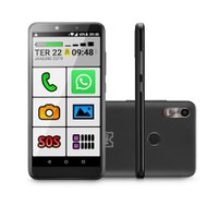 Celular do idoso com Internet e WhatsApp letras e números grandes 32GB Preto