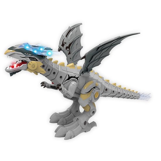 Jurassic Fun Metal Dragon Cinza com Luz e Som Multikids - BR1673