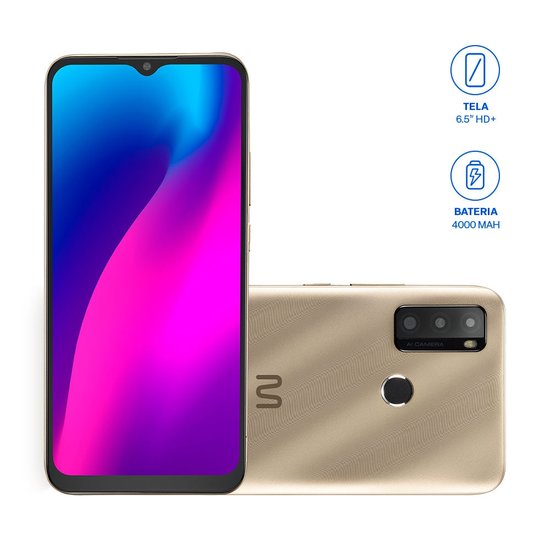 Smartphone Multilaser G Max 2 4G 64GB Tela HD+ 6.5 pol. Dual Chip 2GB RAM Android 11Go Quad Core - Dourado - P9169