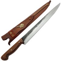 Faca Javalizeira Artesanal 12' Aço Carbono 1070 Caça Javali Rustica Brut Forge 2012JC - Cinza