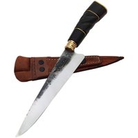 Faca Modelo Tesoura de Tosquia Artesanal 7' Gaúcha Churrasco Aço Carbono 1070 Chifre Torneado 1007TSPRT - Colorido