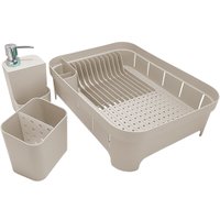 Kit 3 Utensílios Escorredor De Louça Talher Porta Detergente Bege KIT3PC500BGF - Bege