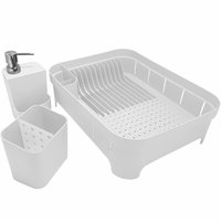 Kit 3 Utensílios Escorredor De Louça Talher Porta Detergente Branco KIT3PC500BCF - Branco