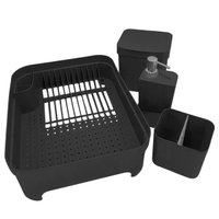 Kit Pia Cozinha Escorredor De Louça E Talheres Lixeira 4,7l Preto KIT49PTF - Preto