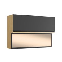 Armário Aéreo com Porta Vidro Cairo 3219 Casamia - Louro Freijó/Grafite/Reflecta -