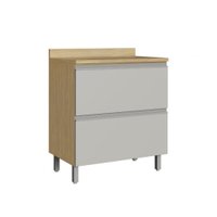 Balcão Modular 1 Porta e 1 Gaveta Com Tampo Cairo 3238 Casamia - Louro Freijó/Off White -