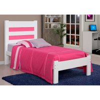 Cama Solteiro Madeira Maciça Lara Atraente Móveis - Branco/Rosa -