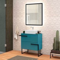Gabinete para Banheiro Viso 78 cm 03 Gavetas com Cuba e Espelheira Móveis Bosi