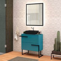 Gabinete para Banheiro Viso 98 cm 03 Gavetas com Cuba e Espelheira Móveis Bosi