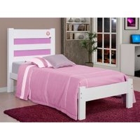 Cama Solteiro Madeira Maciça Lara Atraente Móveis - Branco/Lilas -