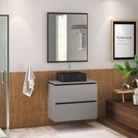 Gabinete para Banheiro Urban 78cm 03 Gavetas com Cuba e Espelheira Móveis Bosi