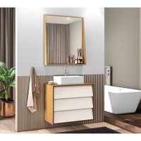 Gabinete para Banheiro Oslo 78cm 3 Gavetas com Cuba e Espelheira Móveis Bosi