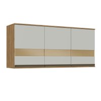Armário Aéreo 3 Portas com Vidro Casablanca 3402 Casamia - Mel/Off White/Reflecta-