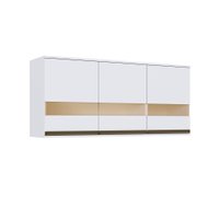 Armário Aéreo 3 Portas com Vidro Casablanca 3402 Casamia - Branco Acetinado/Reflecta -