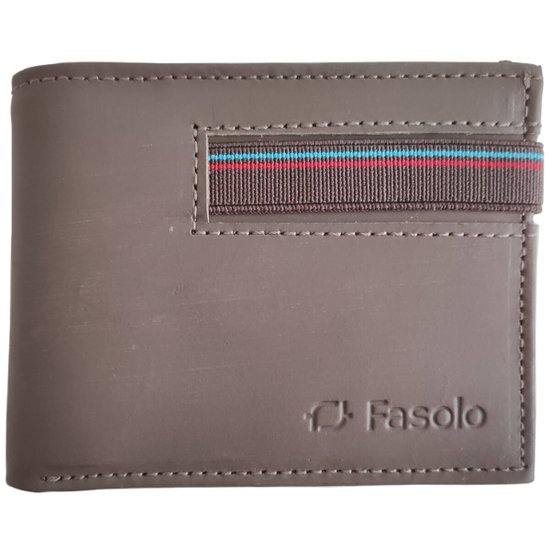 Carteira Masculina De Couro Porta Cartões Com Elástico Fasolo Chocolate