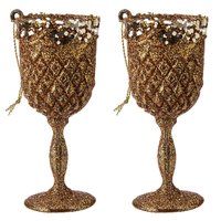 Kit 2 Taças Decorativas com Glitter Enfeites para Árvore de Natal Magizi Rose Gold