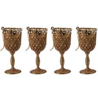 Kit 4 Taças Decorativas com Glitter Enfeites para Árvore de Natal Magizi Rose Gold