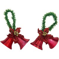 Enfeite Natalino com 2 Sinos para Árvore de Natal Plástico Magizi Vermelho