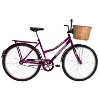 Bicicleta Aro 26 Feminina Freio no Pé CP Classic Violeta com Cestinha