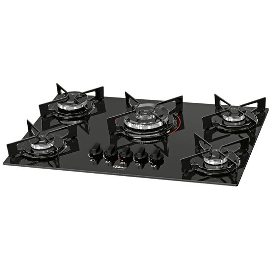 Fogão Cooktop Fischer 5Q Tripla Chama Fit Line Gás Mesa Vidro