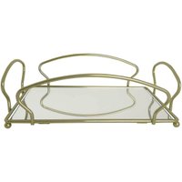 Bandeja Espelhada para Decoração Banheiro Lavabo Retangular 17,5cm x 27cm Dourada Duler