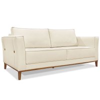Sofá Living 2 Lugares 1,70m Vega Linho Natural Pés Castanho - Pallazio