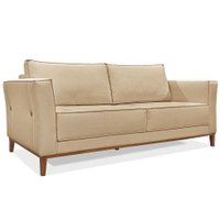 Sofá Living 2 Lugares 1,70m Vega Linho Dourado Pés Castanho - Pallazio