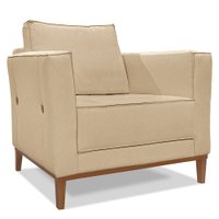 Poltrona Para Sala de Estar Vega Linho Dourado Pés Castanho - Pallazio