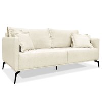 Sofá Living 2 Lugares 1,80m Sirius Linho Natural Pés Metálicos - Pallazio