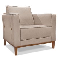 Poltrona Para Sala de Estar Vega Linho Areia Pés Castanho - Pallazio