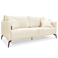 Sofá Living 2 Lugares 1,80m Sirius Linho Bege Pés Metálicos - Pallazio