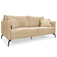 Sofá Living 2 Lugares 1,80m Sirius Linho Dourado Pés Metálicos - Pallazio